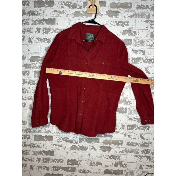 Woolrich | women 100% cotton red button down ruby heather - Picture 5 of 9